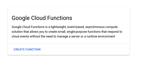 Cloud Functions - Create function button